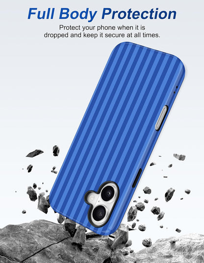 Magnetic Striped Phone Case for iPhone 17, Navy Blue