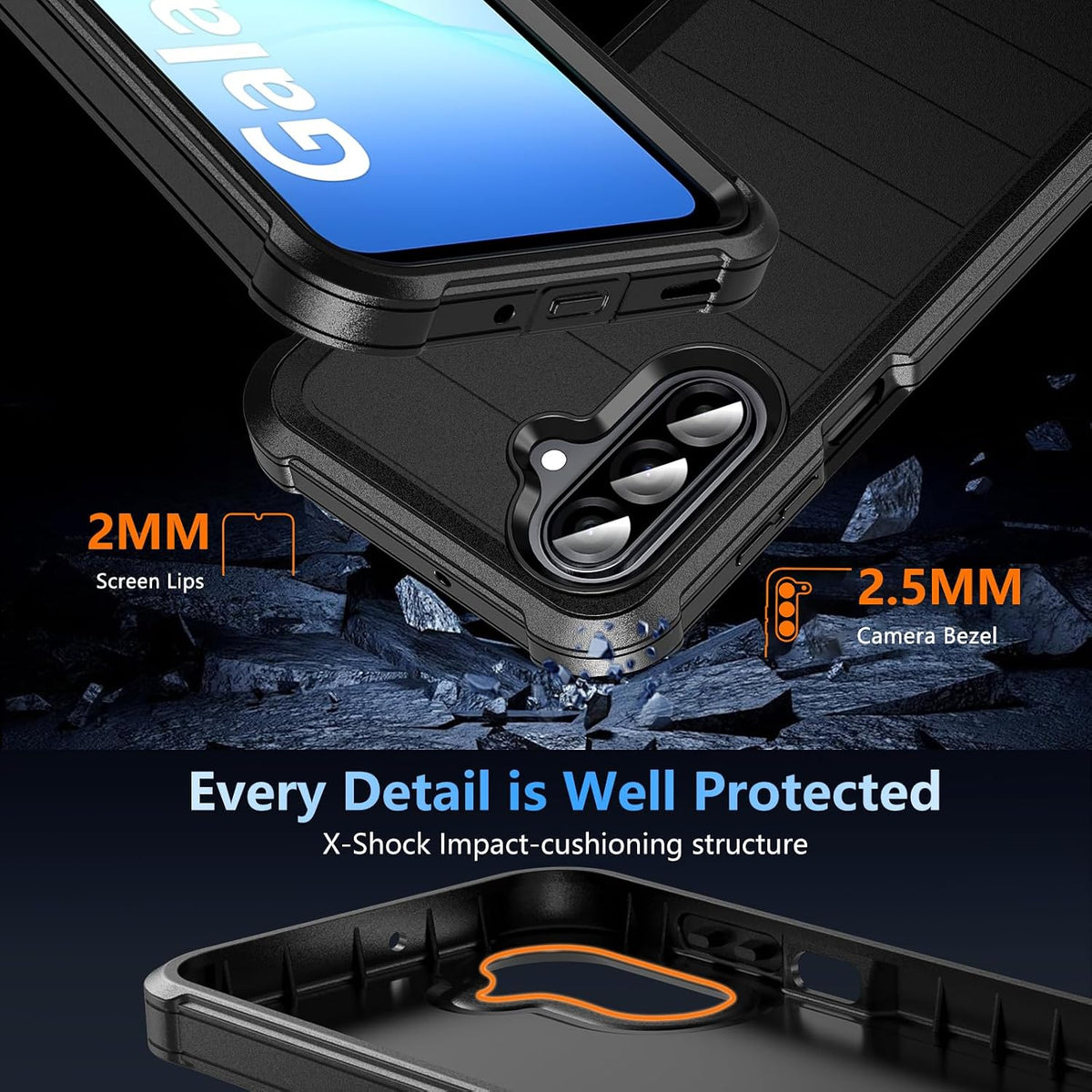 Hensinple for Samsung Galaxy A17 5G Phone Case with Screen Protector, Heavy Duty Military Shockproof Full Body Durable TPU Protective Cover Case for Samsung A17 5G (Black)