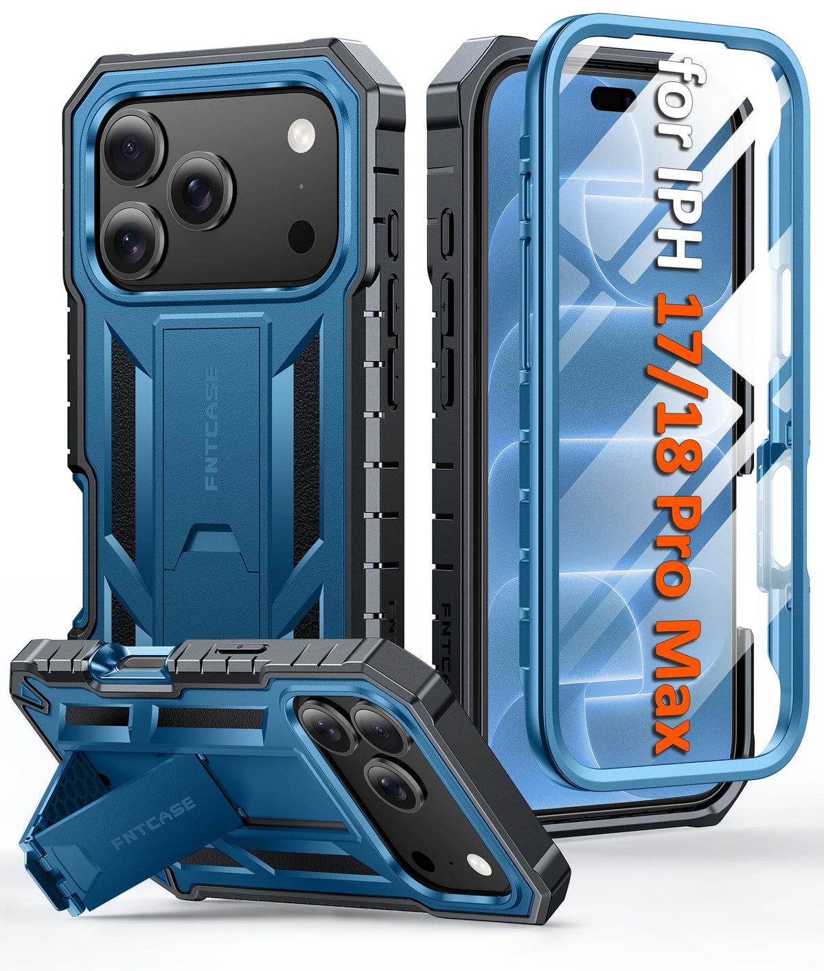 FNTCASE for iPhone 17e Case with Built-in Screen Protector and Kickstand