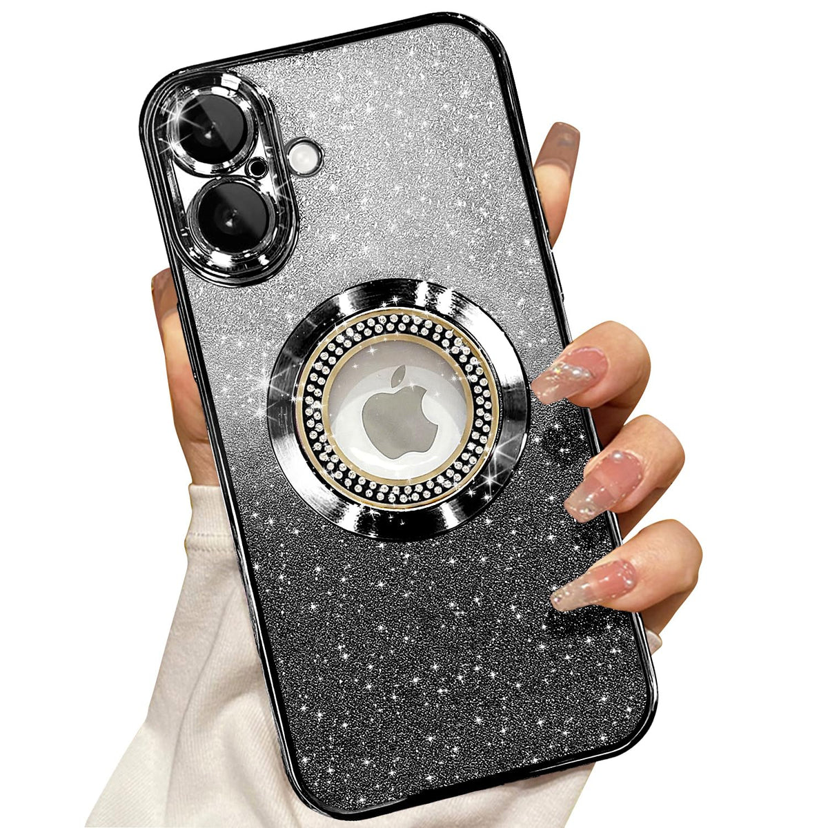 Misscase for iPhone 14 Magnetic Glitter Case Compatible with MagSafe,Full Protection Slim Shockproof Anti-Scratch Case with Camera Lens Protector Logo View Dust-Proof Net for Women Gold