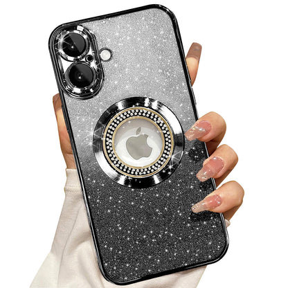 Misscase for iPhone 14 Magnetic Glitter Case Compatible with MagSafe,Full Protection Slim Shockproof Anti-Scratch Case with Camera Lens Protector Logo View Dust-Proof Net for Women Gold