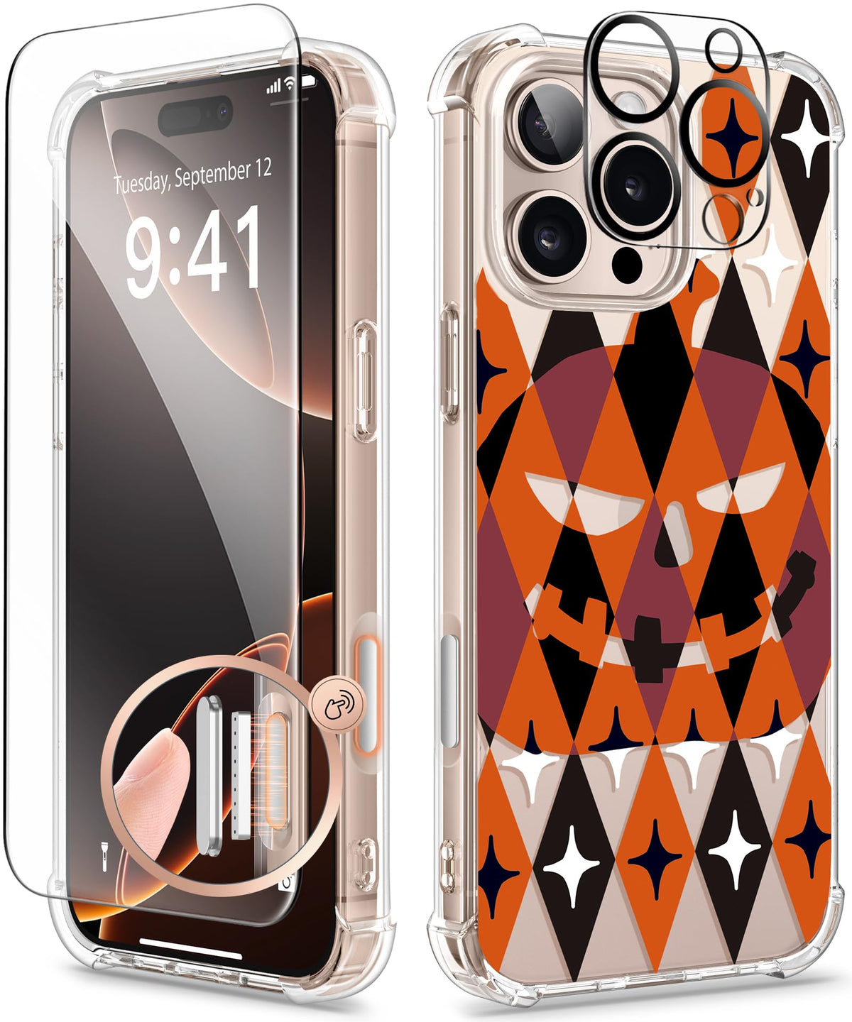 GVIEWIN for iPhone 14 Case Floral, Screen Protector & Camera Lens Protector