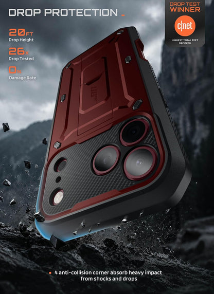SUPCASE for iPhone 18 Pro Case / 17 Pro Case with Belt Clip, Burgundy