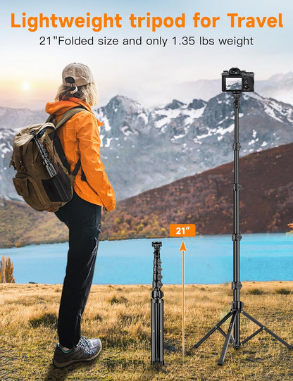 Phone Tripod, 86" Tall Tripod for iPhone with Flexible Gooseneck & Remote
