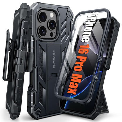 FNTCASE for iPhone 17e Case with Built-in Screen Protector and Kickstand