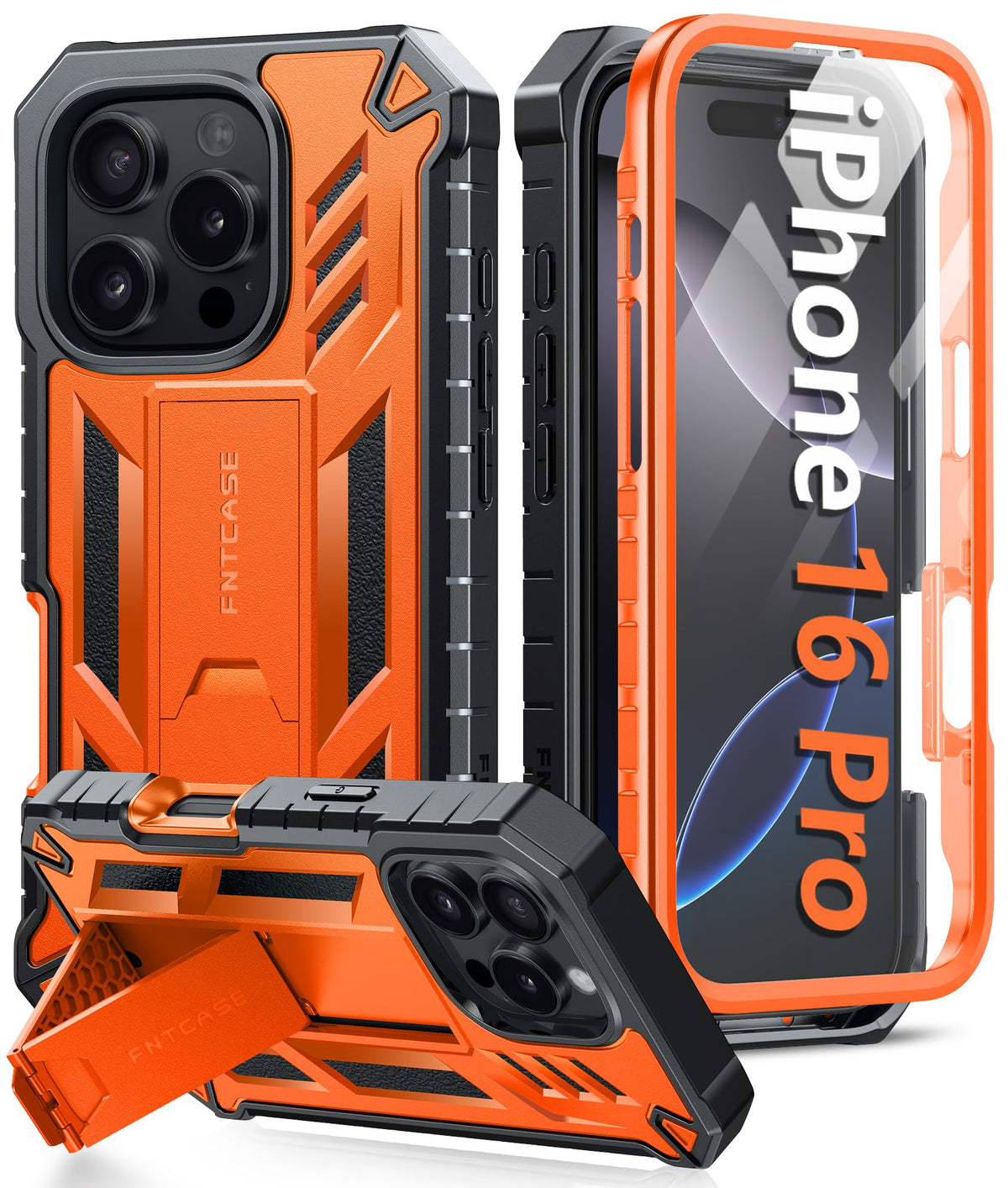 FNTCASE for iPhone 17e Case with Built-in Screen Protector and Kickstand