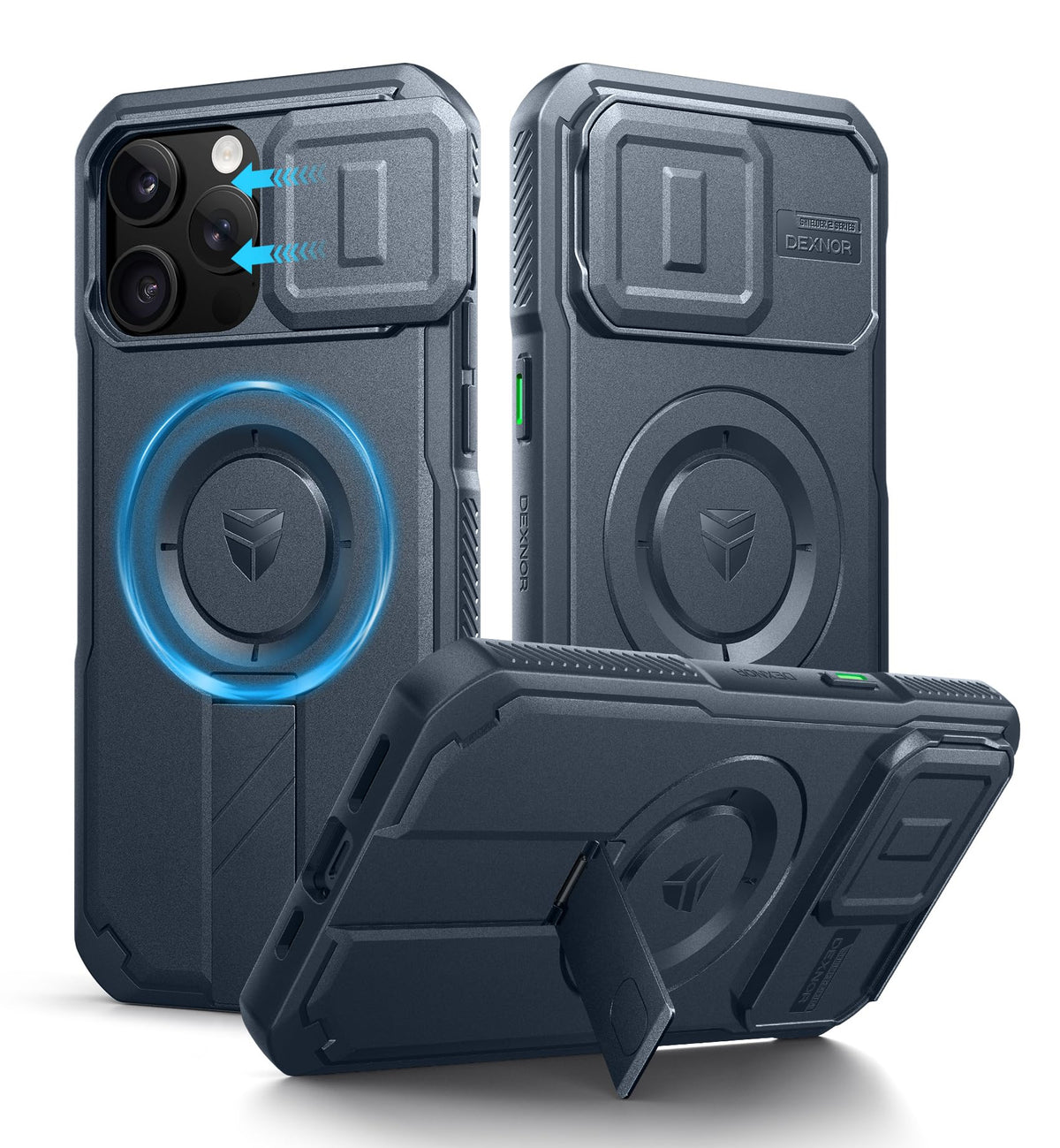 Dexnor for iPhone 17e/16e Case with Slide Camera Cover, 6.1 inch Navy Blue