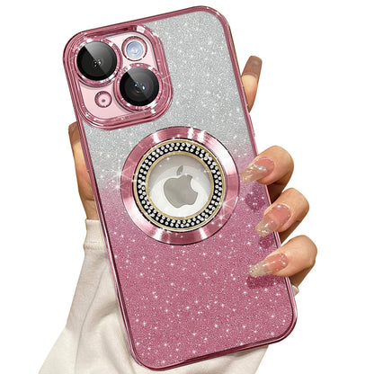 Misscase for iPhone 14 Magnetic Glitter Case Compatible with MagSafe,Full Protection Slim Shockproof Anti-Scratch Case with Camera Lens Protector Logo View Dust-Proof Net for Women Gold