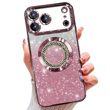 Misscase for iPhone 14 Magnetic Glitter Case Compatible with MagSafe,Full Protection Slim Shockproof Anti-Scratch Case with Camera Lens Protector Logo View Dust-Proof Net for Women Gold