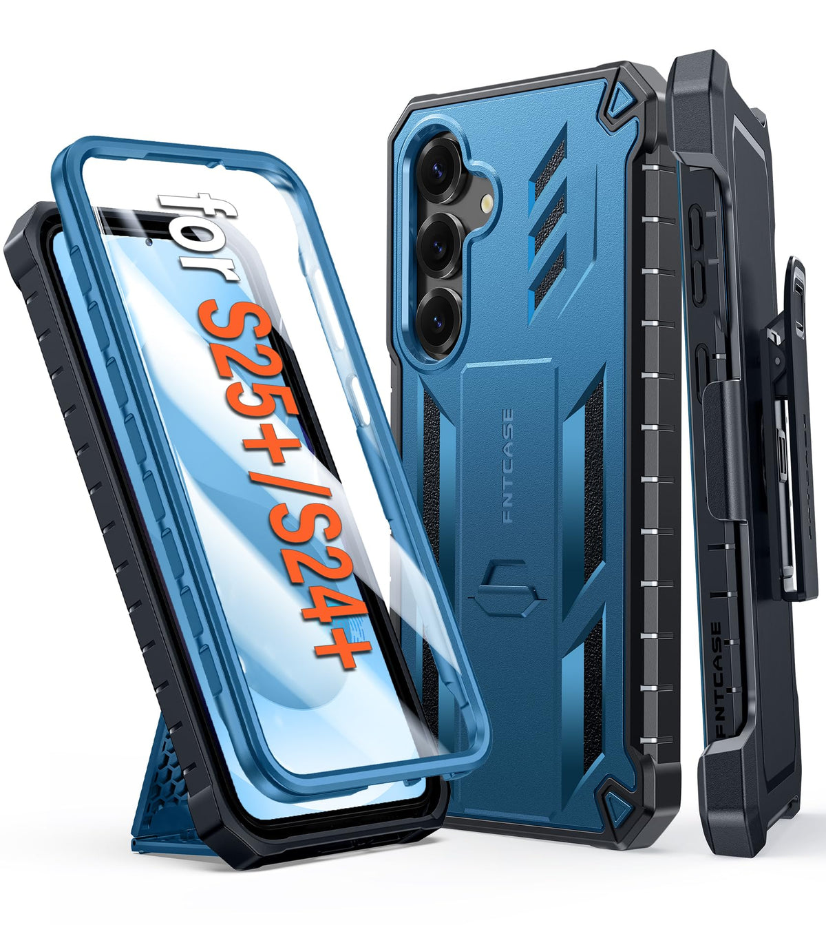 FNTCASE for Samsung Galaxy S25-FE Case with Belt Clip and Kickstand Black