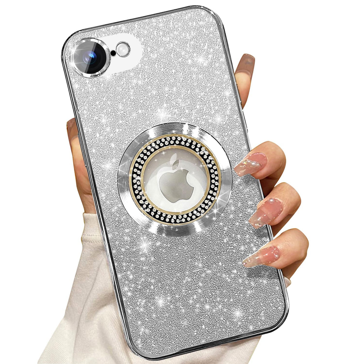 Misscase for iPhone 14 Magnetic Glitter Case Compatible with MagSafe,Full Protection Slim Shockproof Anti-Scratch Case with Camera Lens Protector Logo View Dust-Proof Net for Women Gold
