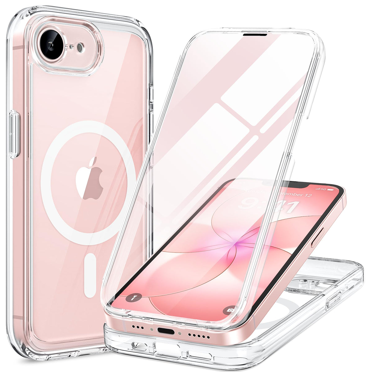 Miracase Magnetic for iPhone 15 Pro Max Case 6.7'' [Compatible with Magsafe] Full-Body Drop Proof Bumper Phone Case for iPhone 15 Pro Max with Built-in 9H Tempered Glass Screen Protector,Black