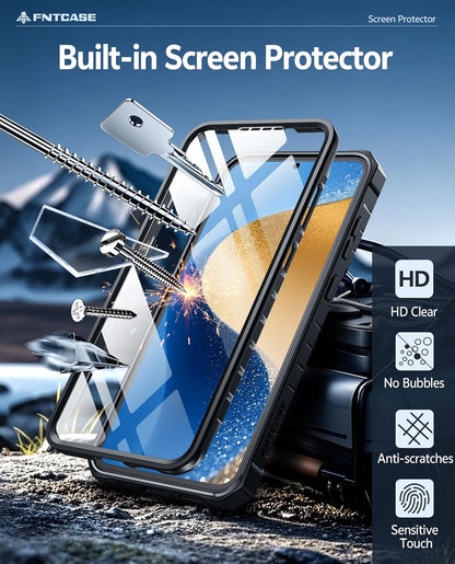 FNTCASE for Samsung Galaxy S25-FE Case with Belt Clip and Kickstand Black