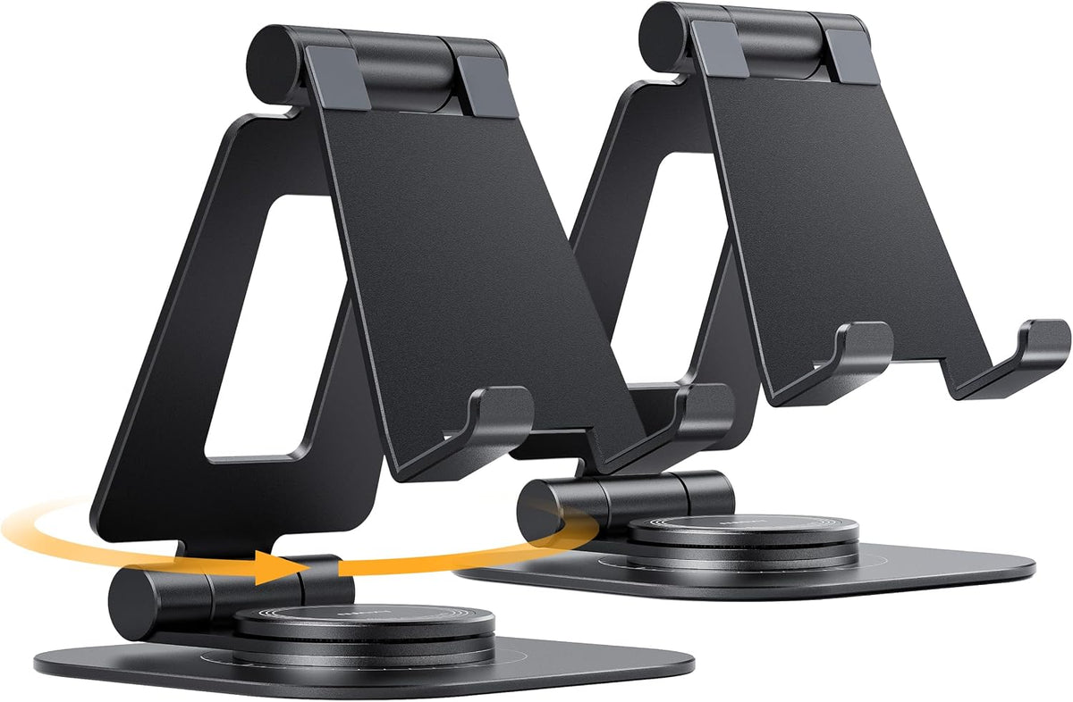 Nulaxy 2-Pack 360° Rotating Dual Adjustable Phone Stand, Charging-Friendly