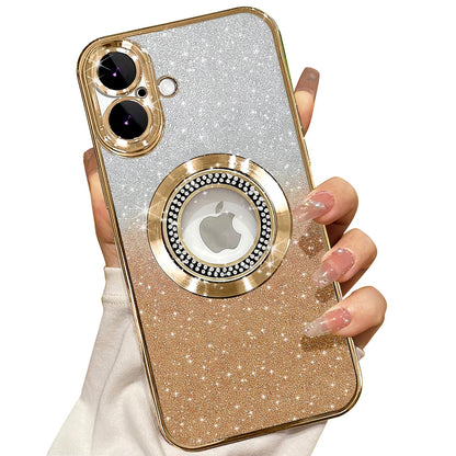 Misscase for iPhone 14 Magnetic Glitter Case Compatible with MagSafe,Full Protection Slim Shockproof Anti-Scratch Case with Camera Lens Protector Logo View Dust-Proof Net for Women Gold