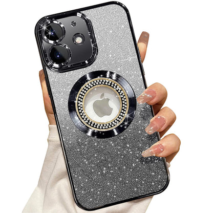 Misscase for iPhone 14 Magnetic Glitter Case Compatible with MagSafe,Full Protection Slim Shockproof Anti-Scratch Case with Camera Lens Protector Logo View Dust-Proof Net for Women Gold