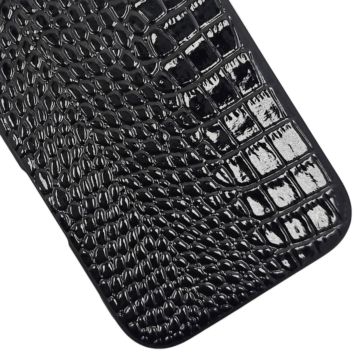 Compatible with iPhone 16 Pro Max Case for Women, Crocodile Synthetic Patent Leather Cover, Classic Fashion for iPhone16 Pro Max 2024 6.9 Inch - Black