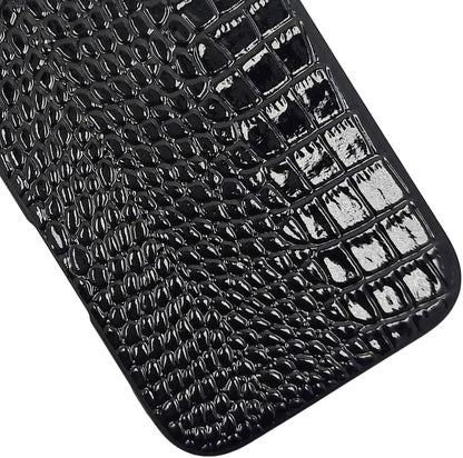 Compatible with iPhone 16 Pro Max Case for Women, Crocodile Synthetic Patent Leather Cover, Classic Fashion for iPhone16 Pro Max 2024 6.9 Inch - Black