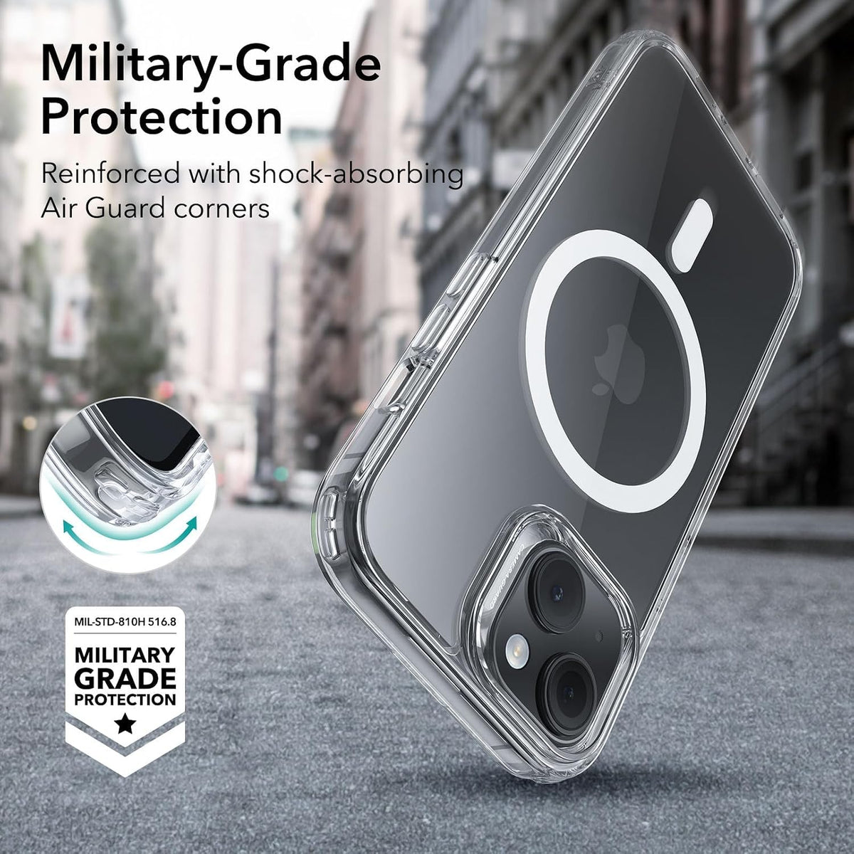 ESR Classic Hybrid for iPhone 15 Plus Case, Clear