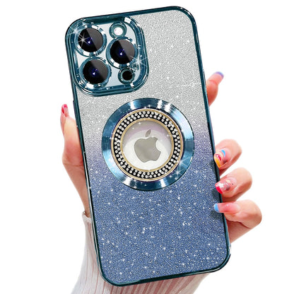 Misscase for iPhone 14 Magnetic Glitter Case Compatible with MagSafe,Full Protection Slim Shockproof Anti-Scratch Case with Camera Lens Protector Logo View Dust-Proof Net for Women Gold