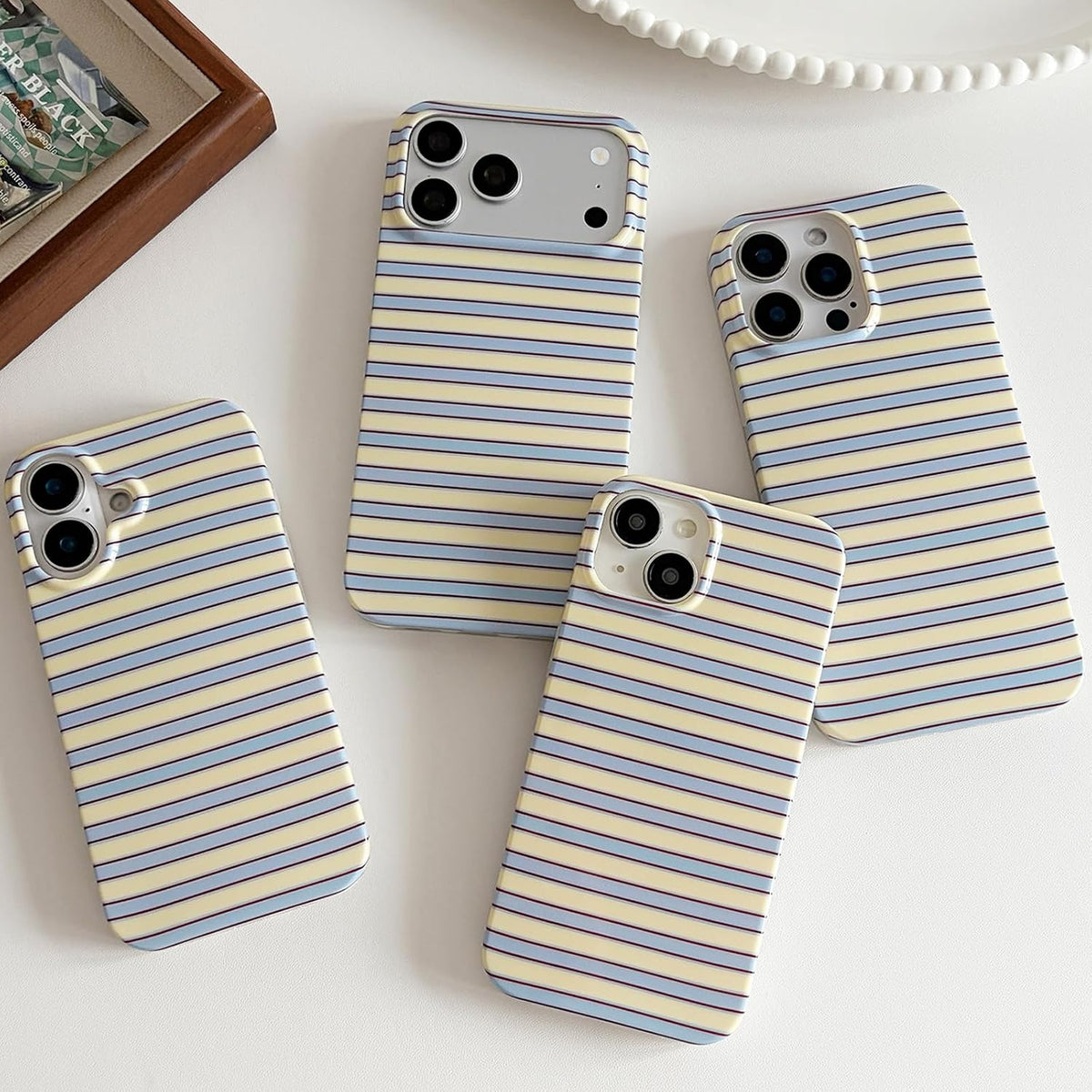 for iPhone 18 Pro Max Case / 17 Pro Max Case Striped, Blue Yellow