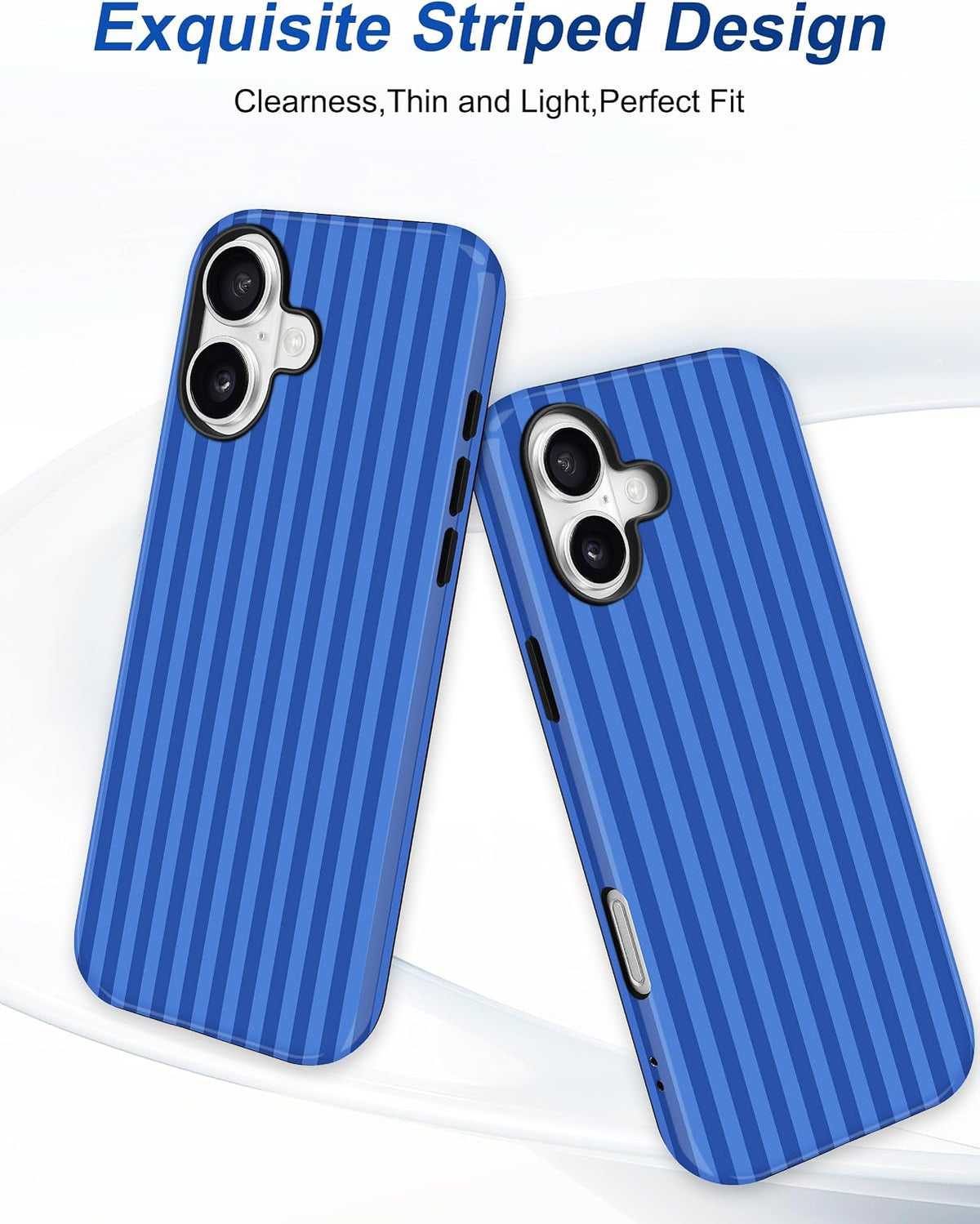 Magnetic Striped Phone Case for iPhone 17, Navy Blue