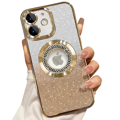 Misscase for iPhone 14 Magnetic Glitter Case Compatible with MagSafe,Full Protection Slim Shockproof Anti-Scratch Case with Camera Lens Protector Logo View Dust-Proof Net for Women Gold
