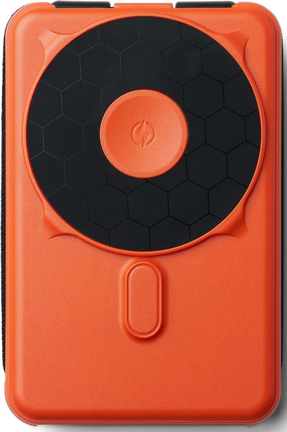 Ridge 20W Magnetic Power Bank Battery Pack 10,000mAh - Fast Charging - Portable Charger Flight-Safe Travel Powerbank - Built-in Cables & Magnetic Attachment (Basecamp Orange)