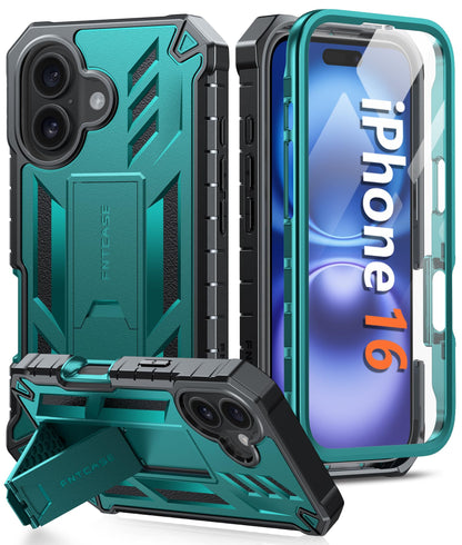 FNTCASE for iPhone 17e Case with Built-in Screen Protector and Kickstand