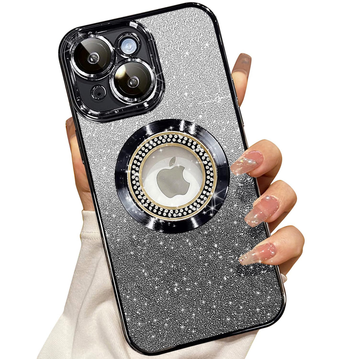 Misscase for iPhone 14 Magnetic Glitter Case Compatible with MagSafe,Full Protection Slim Shockproof Anti-Scratch Case with Camera Lens Protector Logo View Dust-Proof Net for Women Gold