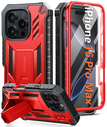 FNTCASE for iPhone 17e Case with Built-in Screen Protector and Kickstand