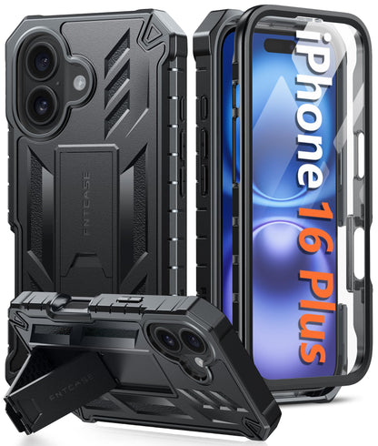 FNTCASE for iPhone 17e Case with Built-in Screen Protector and Kickstand