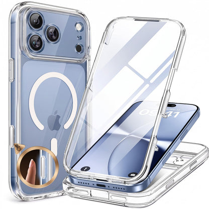 Miracase Magnetic for iPhone 15 Pro Max Case 6.7'' [Compatible with Magsafe] Full-Body Drop Proof Bumper Phone Case for iPhone 15 Pro Max with Built-in 9H Tempered Glass Screen Protector,Black