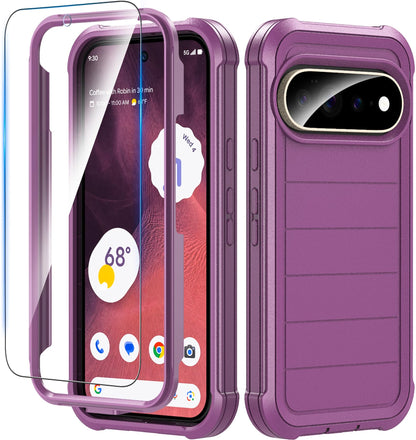 Hensinple for Samsung Galaxy A37 5G Phone Case with Screen Protector, Heavy Duty Military Shockproof Full Body Durable TPU Protective Cover Case for Samsung A37 5G (Black)