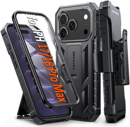 FNTCASE for iPhone 17e Case with Built-in Screen Protector and Kickstand