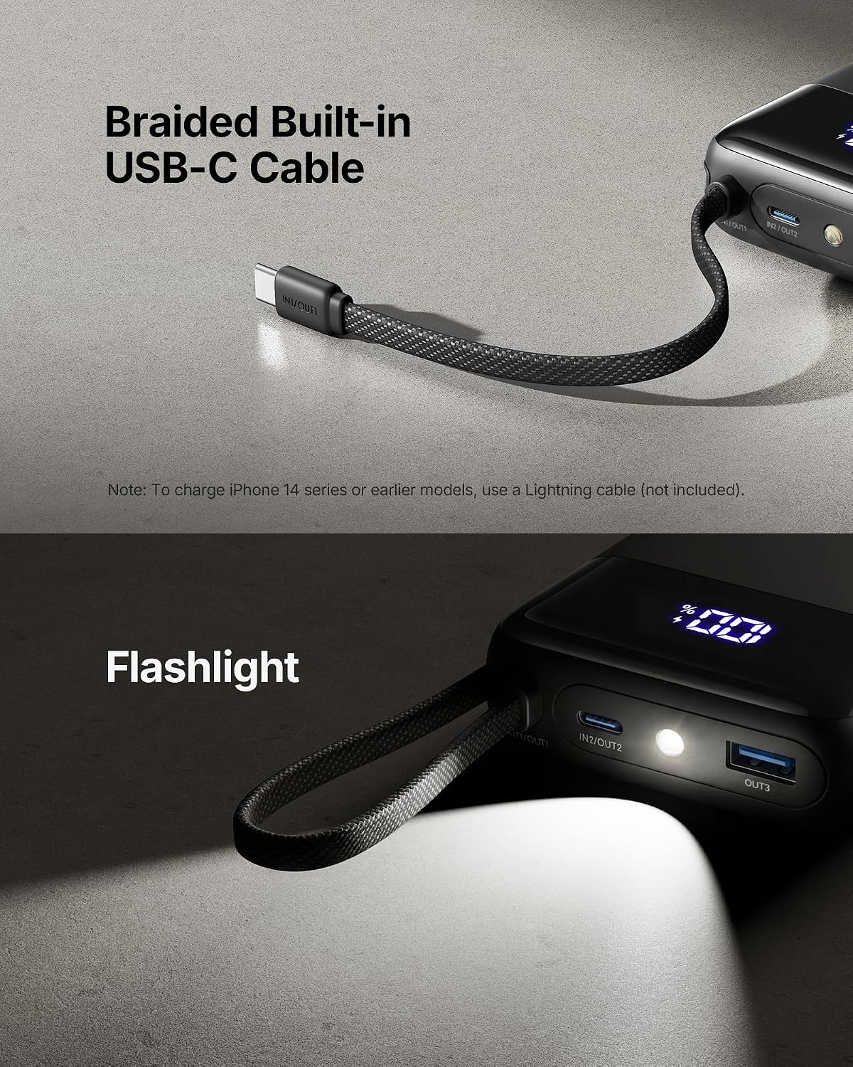 INIU Portable Charger, Smaller 45W Fast Charging Power Bank, 20000mAh Black