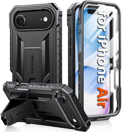 FNTCASE for iPhone 17e Case with Built-in Screen Protector and Kickstand
