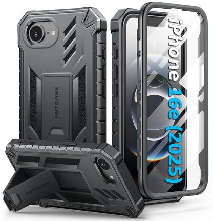 FNTCASE for iPhone 17e Case with Built-in Screen Protector and Kickstand
