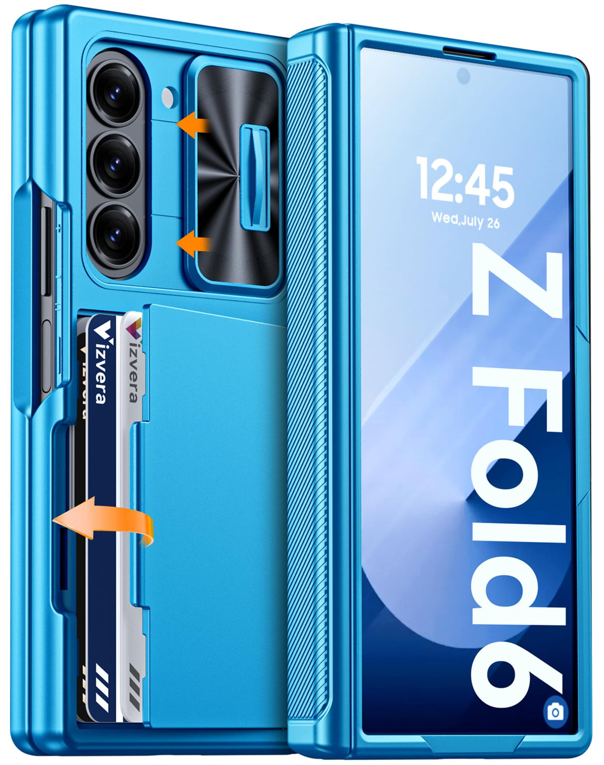Vizvera for Samsung Galaxy Z Fold 7 Case RFID Wallet with Cards Holder [Hinge Cover] [Camera Cover] Shockproof Silicone Protective Phone Case for Z Fold 7 2025-Black