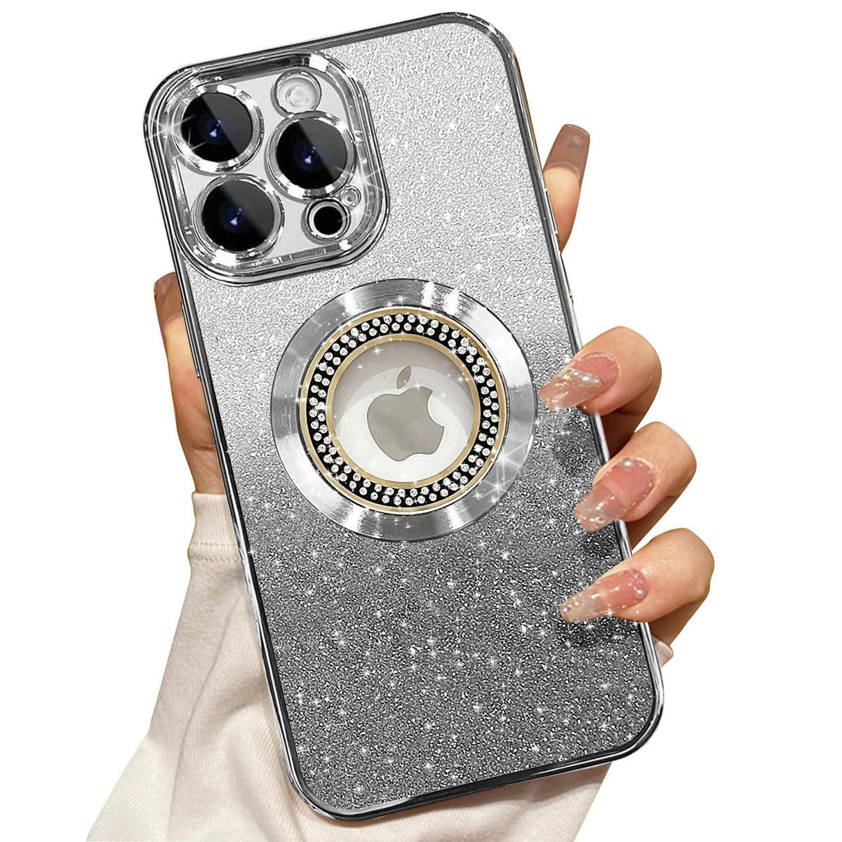 Misscase for iPhone 14 Magnetic Glitter Case Compatible with MagSafe,Full Protection Slim Shockproof Anti-Scratch Case with Camera Lens Protector Logo View Dust-Proof Net for Women Gold