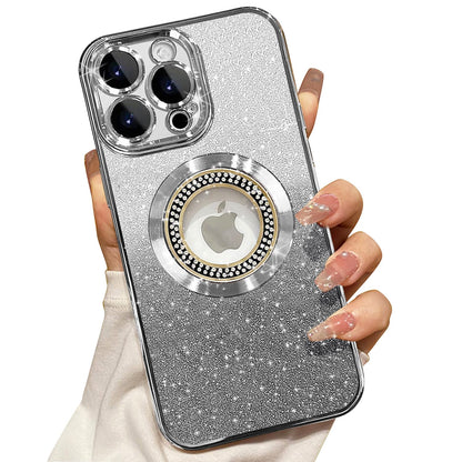 Misscase for iPhone 14 Magnetic Glitter Case Compatible with MagSafe,Full Protection Slim Shockproof Anti-Scratch Case with Camera Lens Protector Logo View Dust-Proof Net for Women Gold