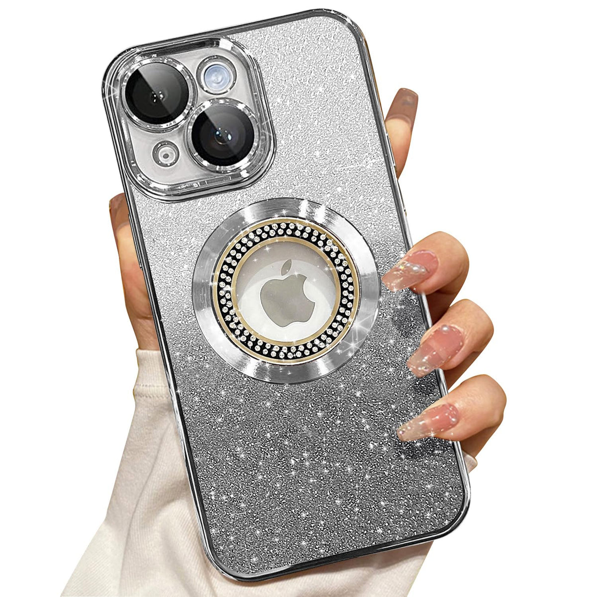 Misscase for iPhone 14 Magnetic Glitter Case Compatible with MagSafe,Full Protection Slim Shockproof Anti-Scratch Case with Camera Lens Protector Logo View Dust-Proof Net for Women Gold