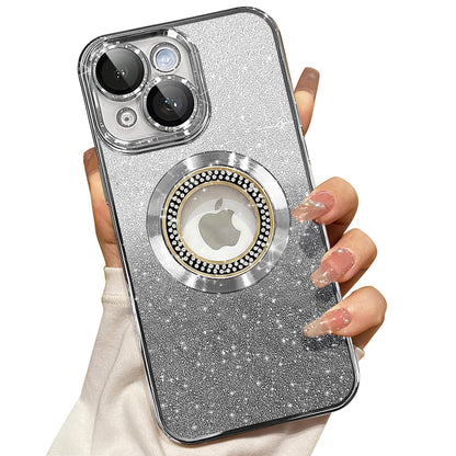 Misscase for iPhone 14 Magnetic Glitter Case Compatible with MagSafe,Full Protection Slim Shockproof Anti-Scratch Case with Camera Lens Protector Logo View Dust-Proof Net for Women Gold