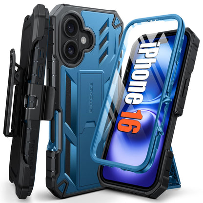 FNTCASE for iPhone 17e Case with Built-in Screen Protector and Kickstand