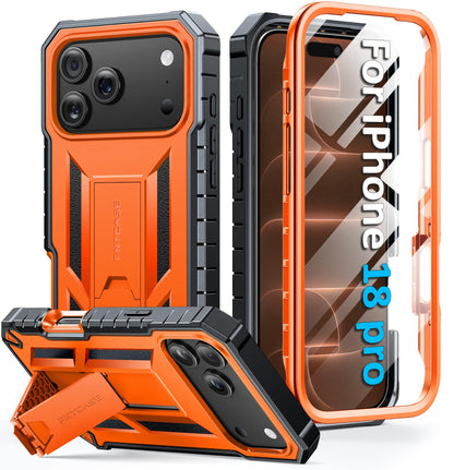 FNTCASE for iPhone 17e Case with Built-in Screen Protector and Kickstand