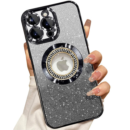 Misscase for iPhone 14 Magnetic Glitter Case Compatible with MagSafe,Full Protection Slim Shockproof Anti-Scratch Case with Camera Lens Protector Logo View Dust-Proof Net for Women Gold