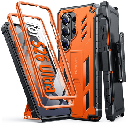 FNTCASE for Samsung Galaxy S25-FE Case with Belt Clip and Kickstand Black