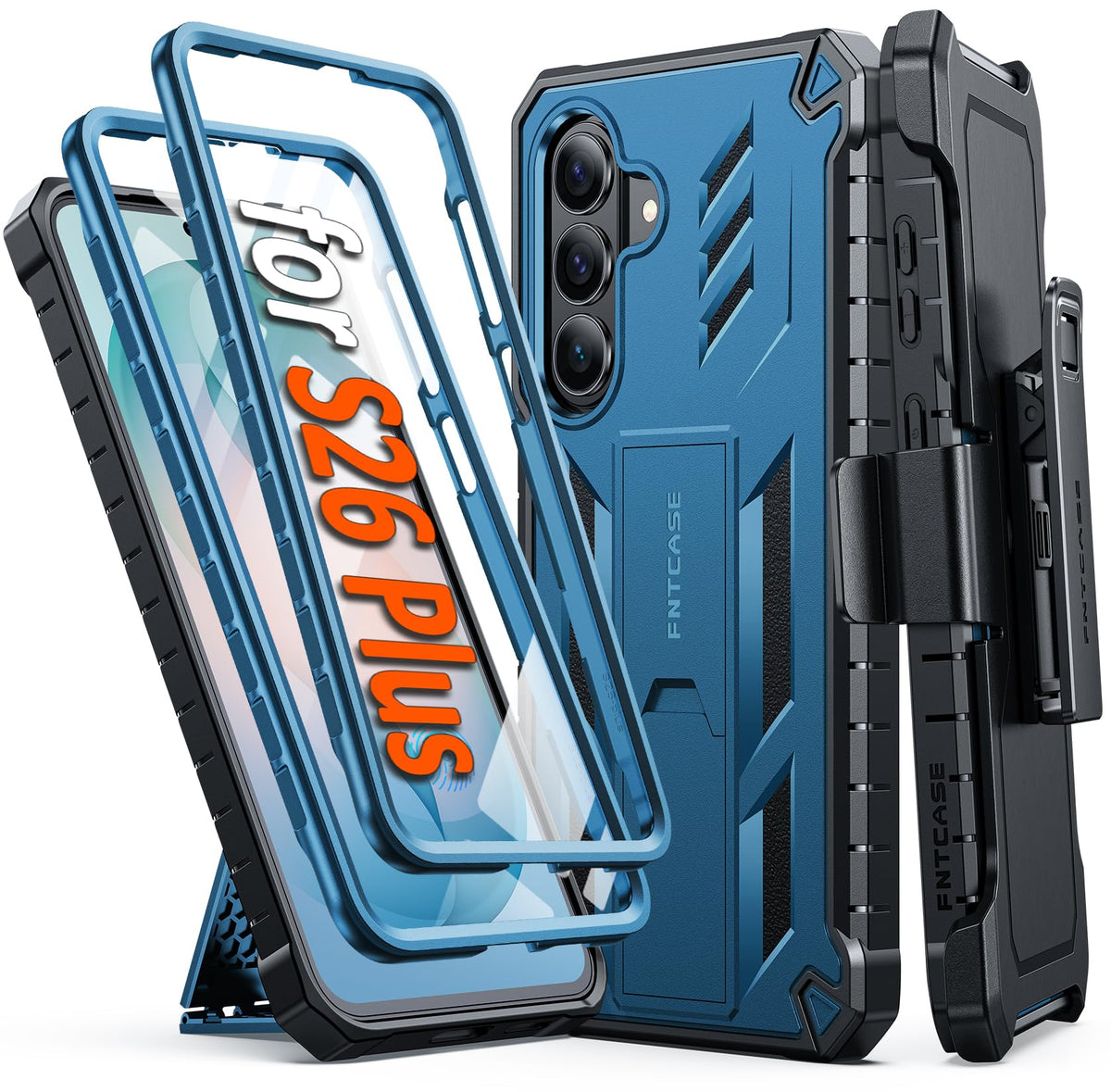 FNTCASE for Samsung Galaxy S25-FE Case with Belt Clip and Kickstand Black