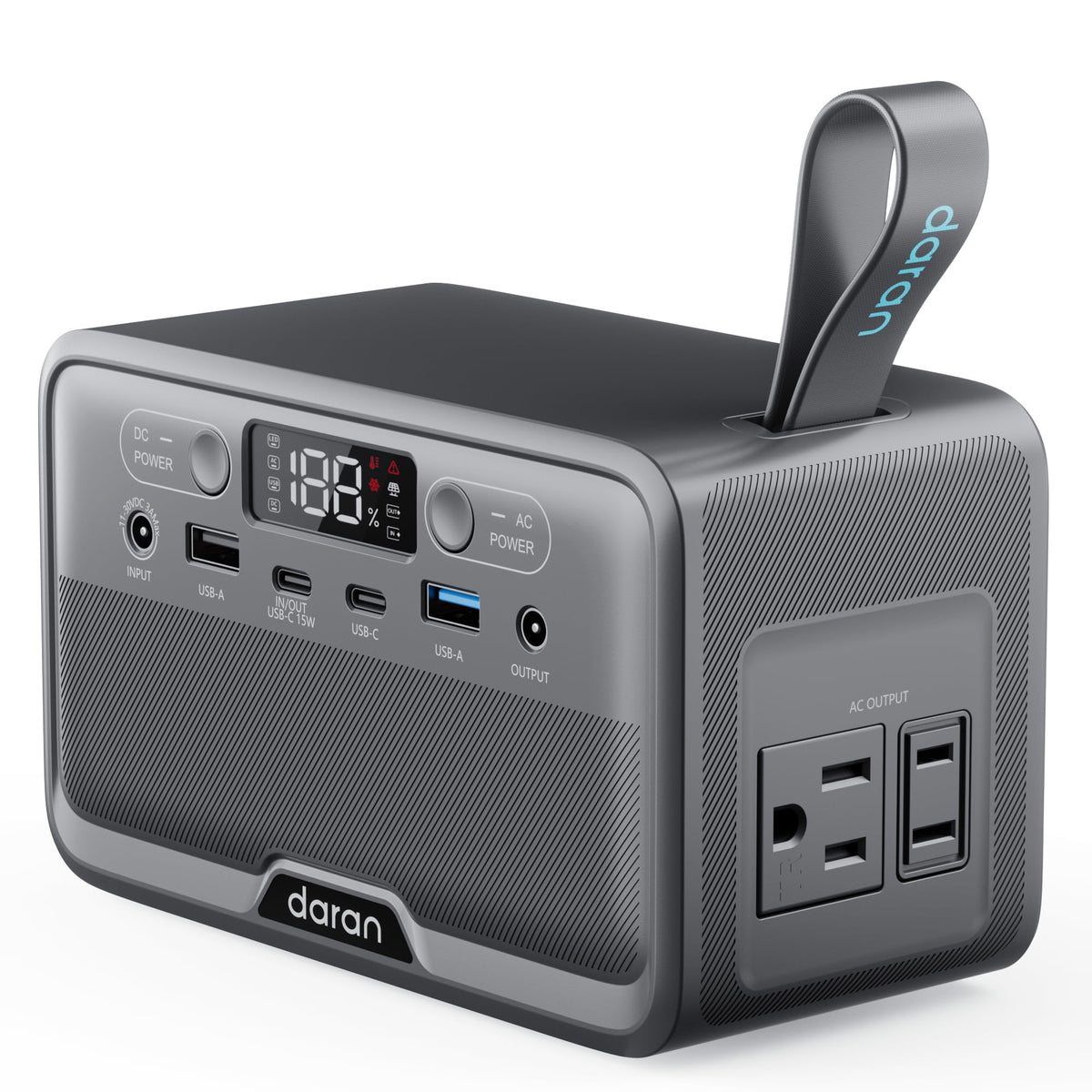 Daran Portable Power Station 89.6Wh LiFePO4 Battery 100W(200W Peak) Solar Power Bank, Portable Charger Small Generator with AC Outlets & PD Fast Charging for Home/Laptop/Camping(Solar Panel Optional)