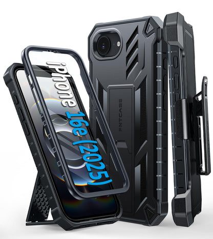 FNTCASE for iPhone 17e Case with Built-in Screen Protector and Kickstand